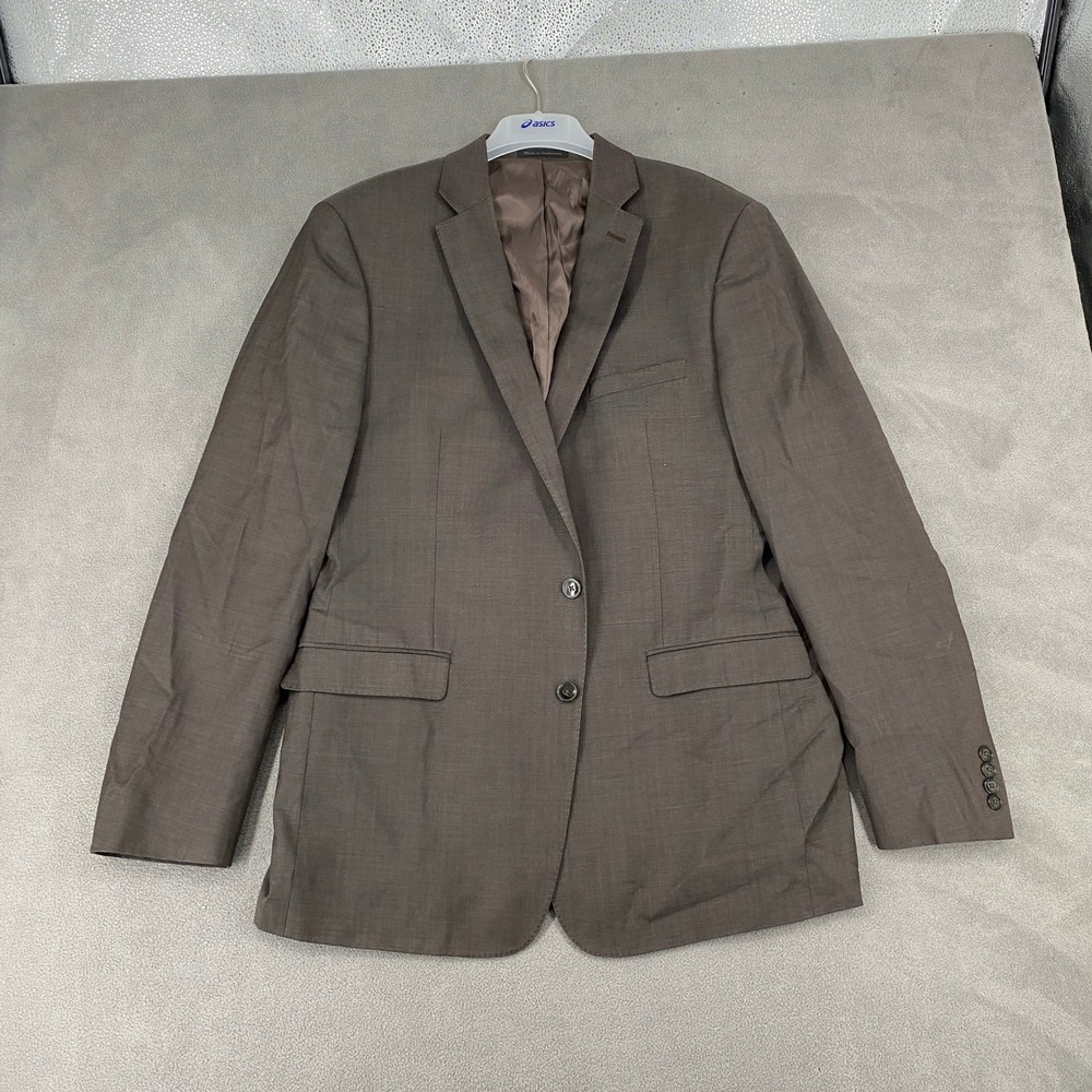 Calvin Klein Mens Brown 100% Wool 2 Button Blazer Sport Coat 46L